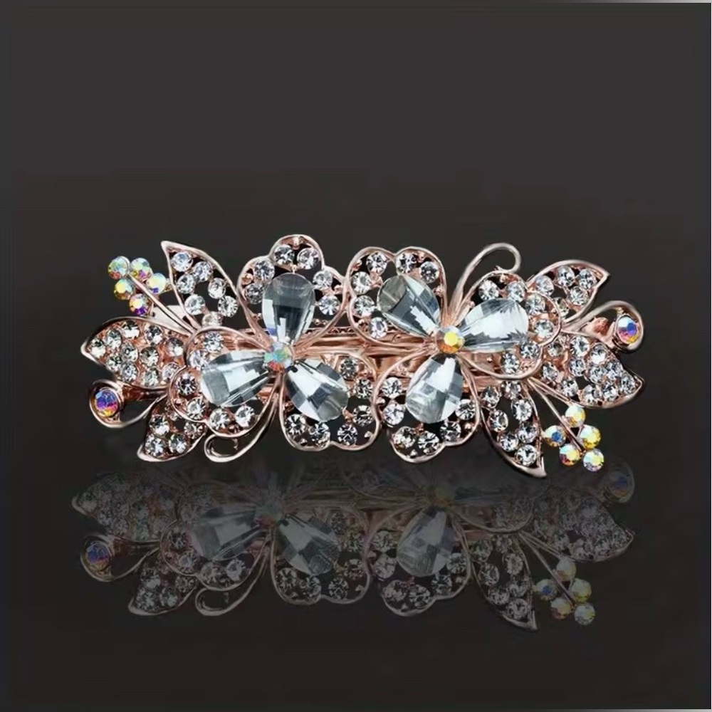 Rhinestone Embellished Barrette Hair Clip Barrette Gorgeous New Modern - Picture 4 of 4